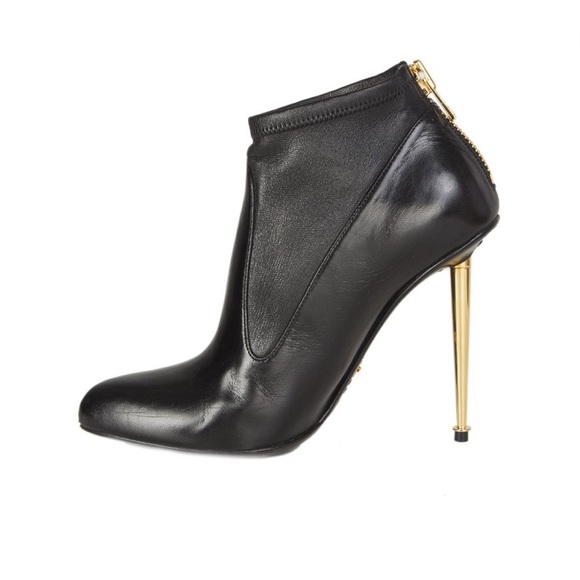 Tom Ford Black Gold Stiletto Ankle Boots - Picture 3 of 6